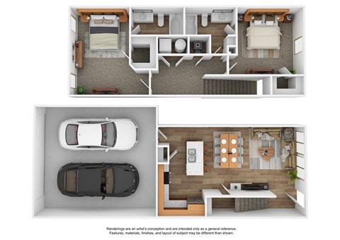 2X2 Townhome Floorplan Layout at The Veridian
